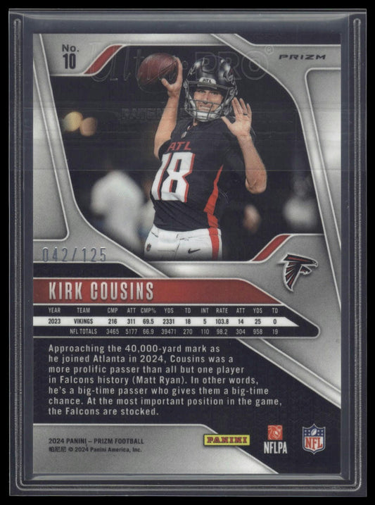 2024 Panini Prizm #10 Kirk Cousins Purple Ice #/225