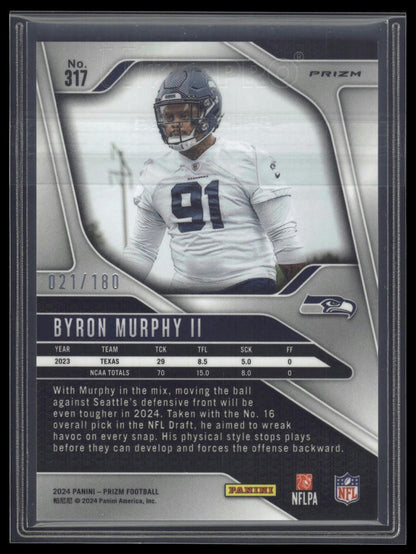 2024 Panini Prizm #317 Byron Murphy II White #/35