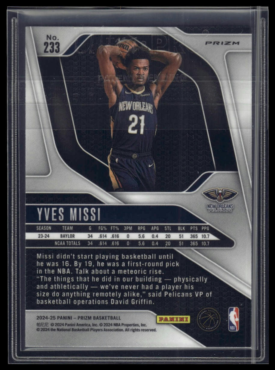 2024-25 Panini Prizm #233 Yves Missi Prizms Silver