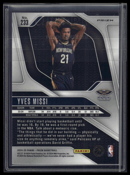 2024-25 Panini Prizm #233 Yves Missi Prizms Silver