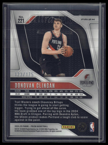 2024-25 Panini Prizm #221 Donovan Clingan Prizms Silver