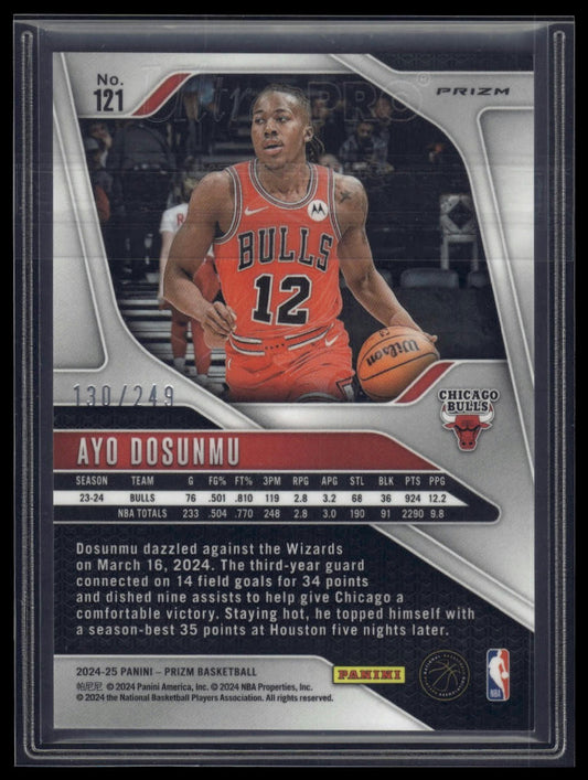 2024-25 Panini Prizm #121 Ayo Dosunmu Prizms Skewed #/249