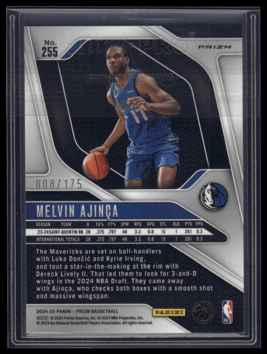 2024-25 Panini Prizm #255 Melvin Ajinca Prizms White #/175