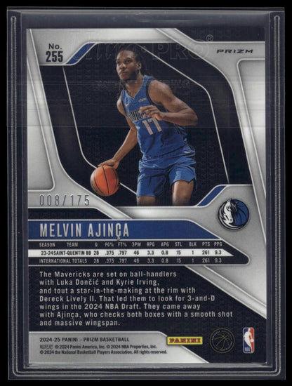 2024-25 Panini Prizm #255 Melvin Ajinca Prizms White #/175