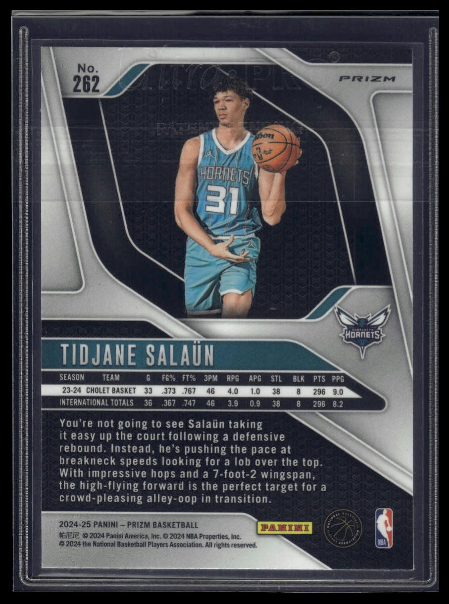 2024-25 Panini Prizm #262 Tidjane Salaun Prizms Ruby Wave