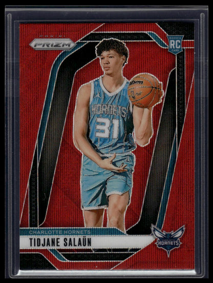 2024-25 Panini Prizm #262 Tidjane Salaun Prizms Ruby Wave