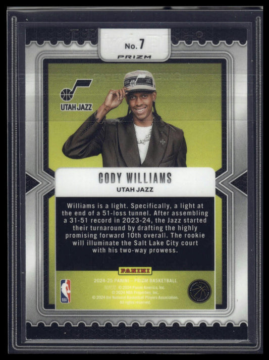 2024-25 Panini Prizm #7 Cody Williams Luck of the Lottery Prizms Silver