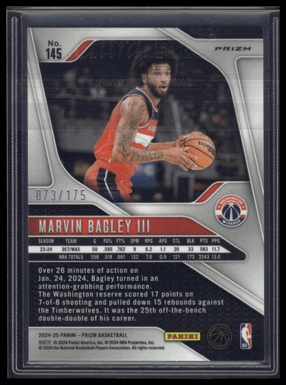 2024-25 Panini Prizm #145 Marvin Bagley III Prizms White #/175