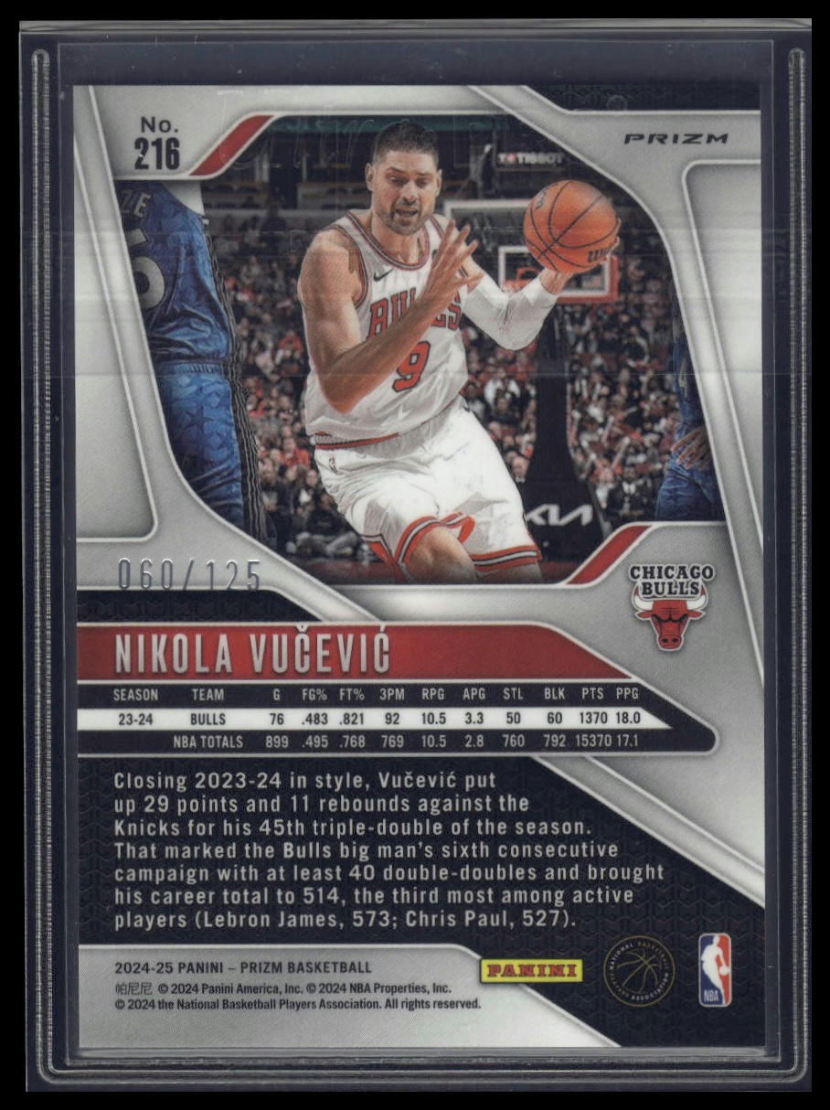2024-25 Panini Prizm #216 Nikola Vucevic Prizms Blue Ice #/125