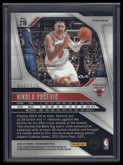 2024-25 Panini Prizm #216 Nikola Vucevic Prizms Blue Ice #/125
