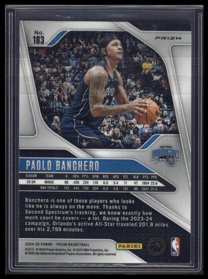 2024-25 Panini Prizm #183 Paolo Banchero Prizms Silver