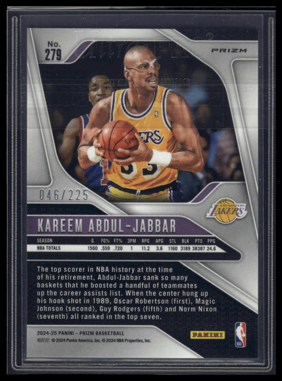 2024-25 Panini Prizm #279 Kareem Abdul-Jabbar Prizms Basketball #/225