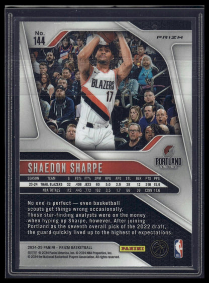 2024-25 Panini Prizm #144 Shaedon Sharpe Prizms Pulsar