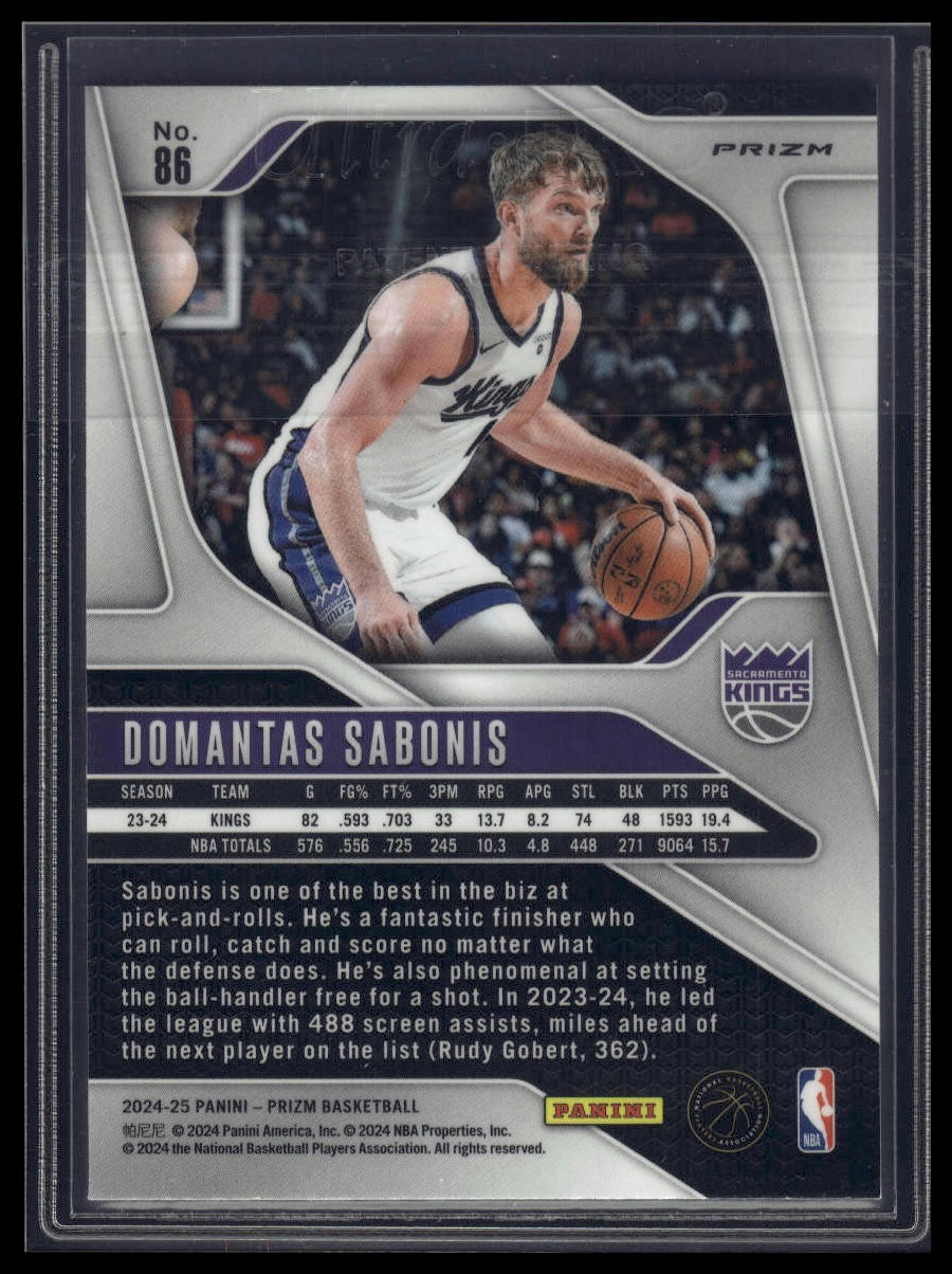 2024-25 Panini Prizm #86 Domantas Sabonis Prizms Ruby Wave
