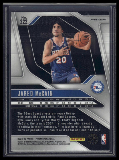 2024-25 Panini Prizm #222 Jared McCain Prizms Ruby Wave