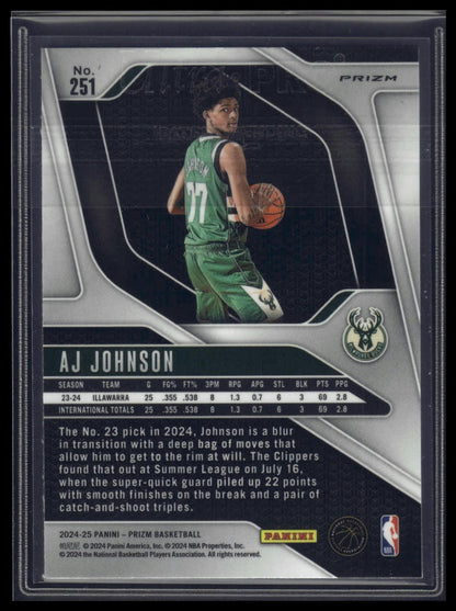 2024-25 Panini Prizm #251 AJ Johnson Prizms Silver