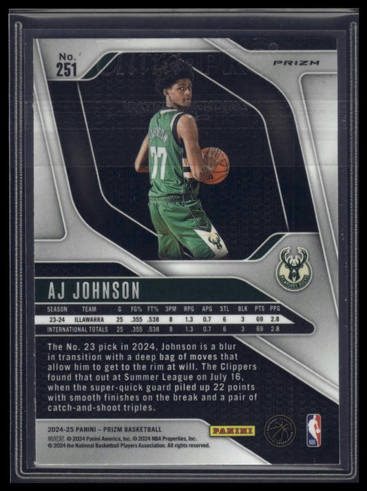 2024-25 Panini Prizm #251 AJ Johnson Prizms Silver