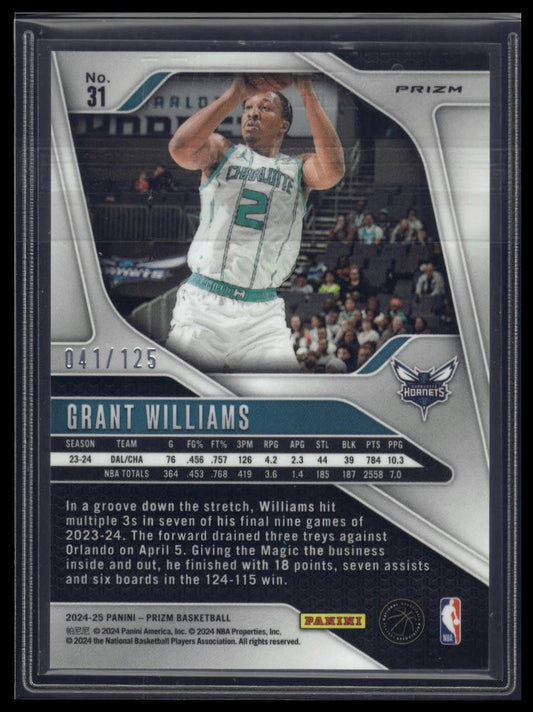 2024-25 Panini Prizm #31 Grant Williams Prizms Blue Ice #/125