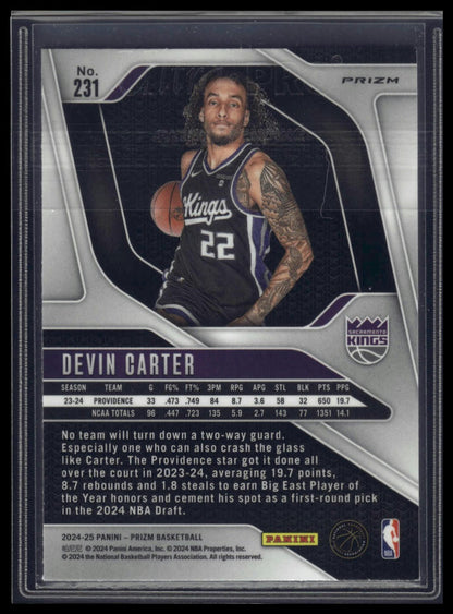 2024-25 Panini Prizm #231 Devin Carter Prizms Silver