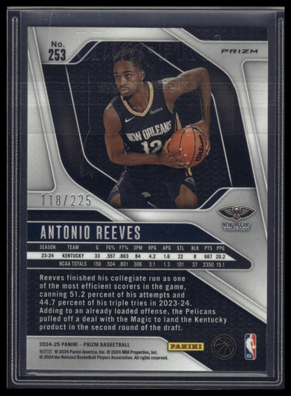 2024-25 Panini Prizm #253 Antonio Reeves Prizms Basketball #/225