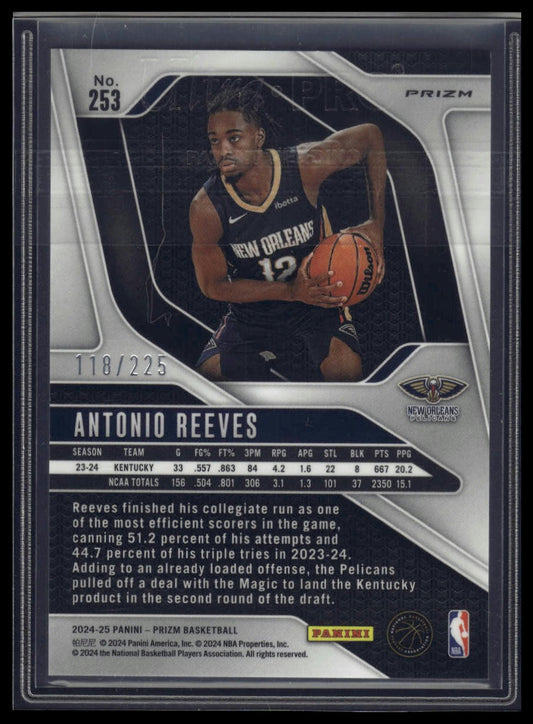 2024-25 Panini Prizm #253 Antonio Reeves Prizms Basketball #/225