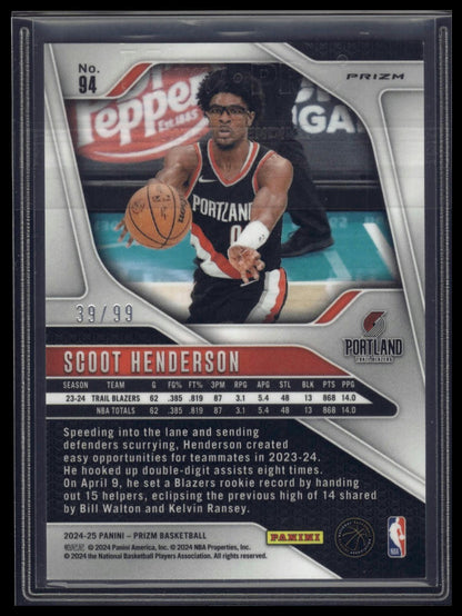 2024-25 Panini Prizm #94 Scoot Henderson Prizms Purple #/99