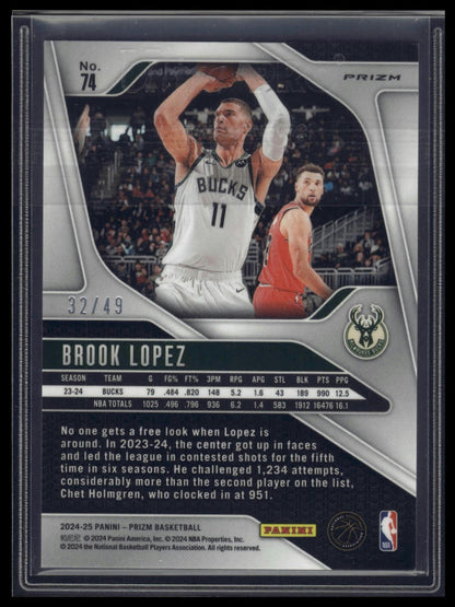 2024-25 Panini Prizm #74 Brook Lopez Prizms Orange /49