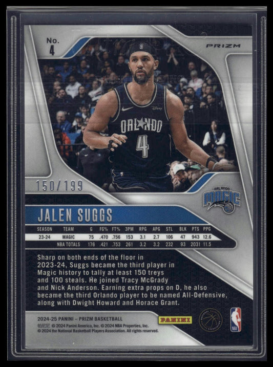 2024-25 Panini Prizm #4 Jalen Suggs Prizms Blue #/199