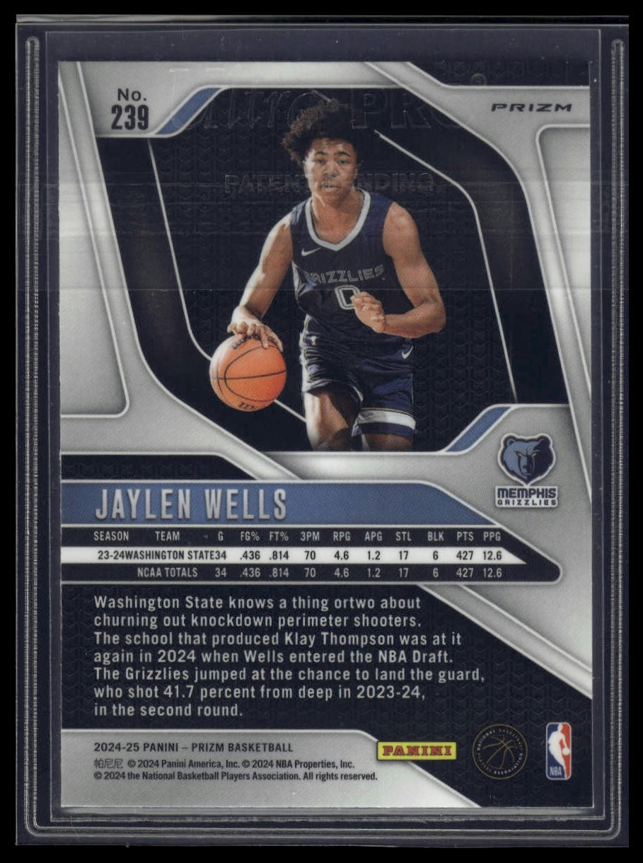 2024-25 Panini Prizm #239 Jaylen Wells Prizms Ruby Wave