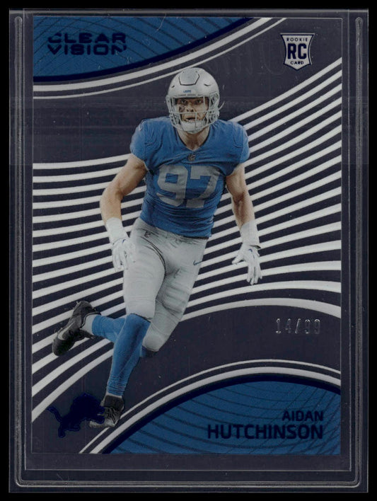 2022 Panini Chronicles #CVR-3 Aidan Hutchinson Clear Vision Rookies Blue #/99