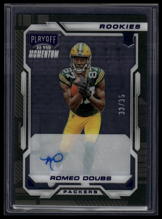 2022 Panini Chronicles Romeo Doubs Playoff Momentum Rookies Auto Blue /35
