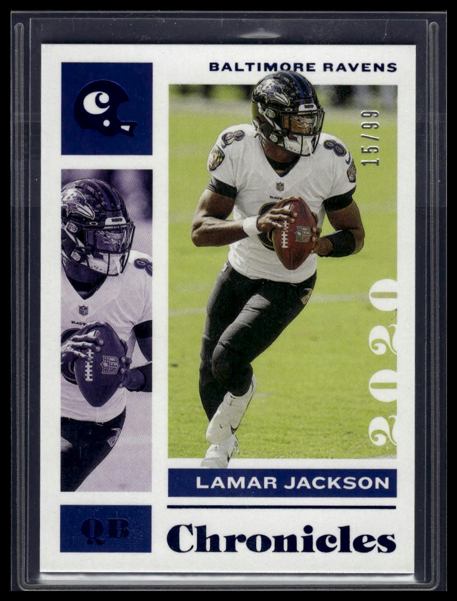 2020 Panini Chronicles #7 Lamar Jackson Blue #/99
