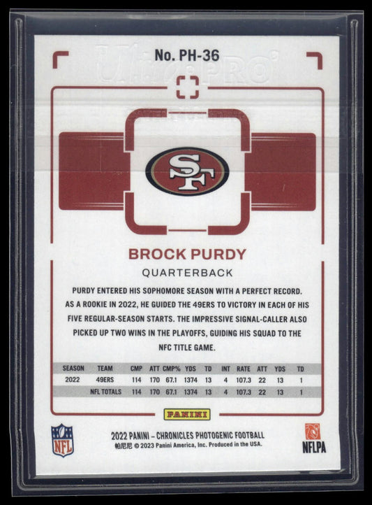 2022 Panini Chronicles #PH-36 Brock Purdy Photogenic Bronze