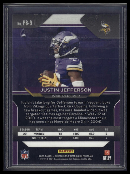 2020 Panini Chronicles #PB-9 Justin Jefferson Prizm Black
