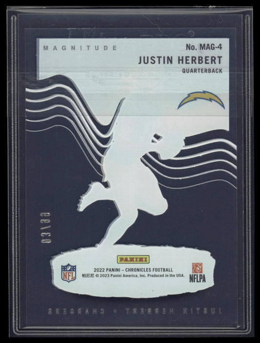 2022 Panini Chronicles #MAG-4 Justin Herbert Magnitude Blue #/99
