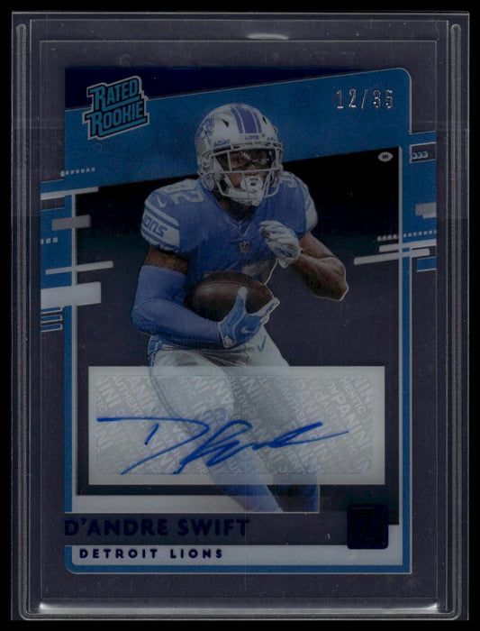 2020 Panini Chronicles D'Andre Swift Clearly Donruss Rated Rookie Auto Blue /35
