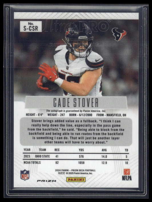 2024 Panini Prizm Deca #S-CSR Cade Stover Signatures Silver Prizms