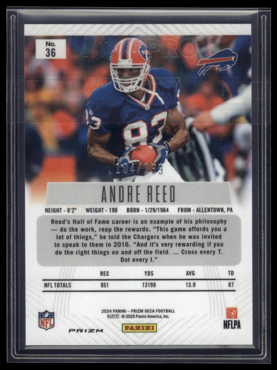 2024 Panini Prizm Deca #36 Andre Reed Red Prizms #/199