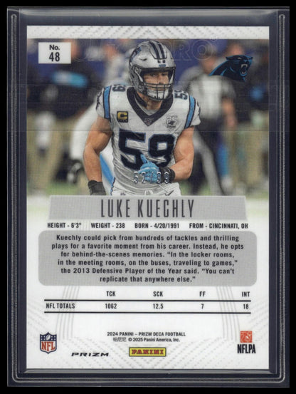 2024 Panini Prizm Deca #48 Luke Kuechly Purple Prizms #/99