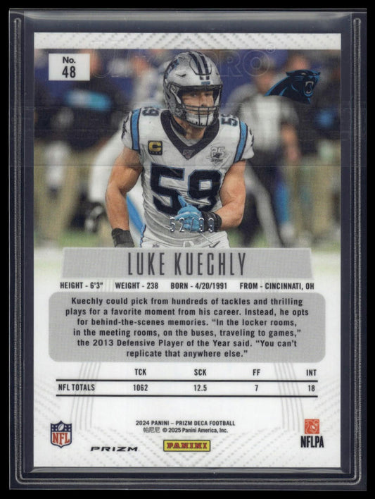 2024 Panini Prizm Deca #48 Luke Kuechly Purple Prizms #/99