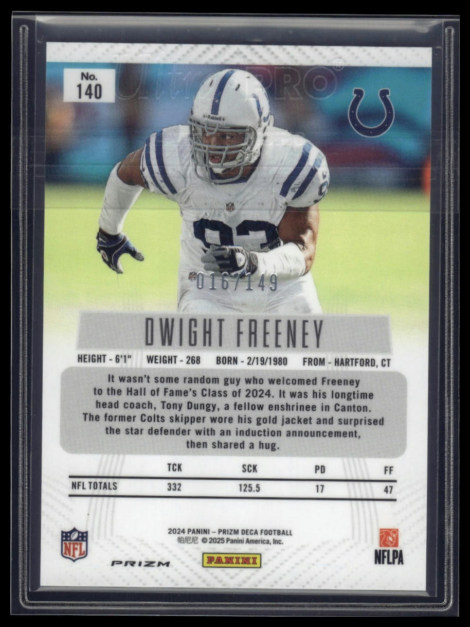 2024 Panini Prizm Deca #140 Dwight Freeney Blue Prizms #/149