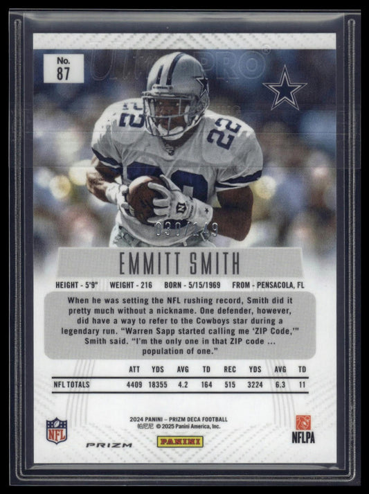 2024 Panini Prizm Deca #87 Emmitt Smith Blue Prizms #/149