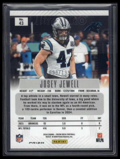 2024 Panini Prizm Deca #43 Josey Jewell Red Prizms #/199