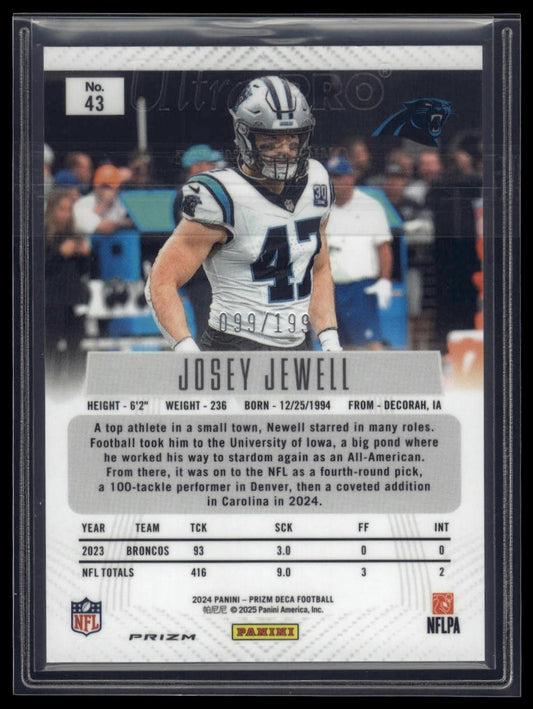 2024 Panini Prizm Deca #43 Josey Jewell Red Prizms #/199
