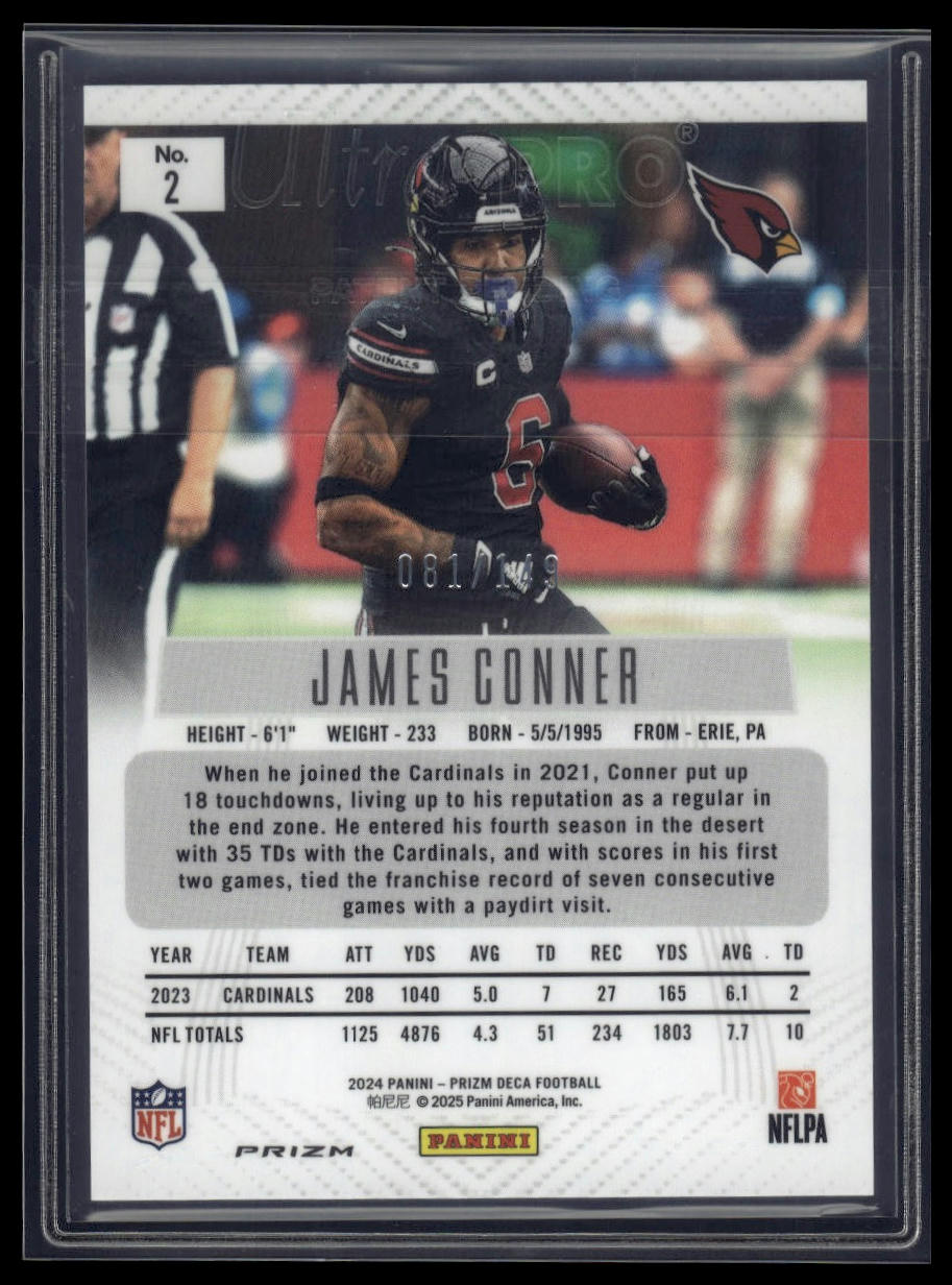 2024 Panini Prizm Deca #2 James Conner Blue Prizms #/149