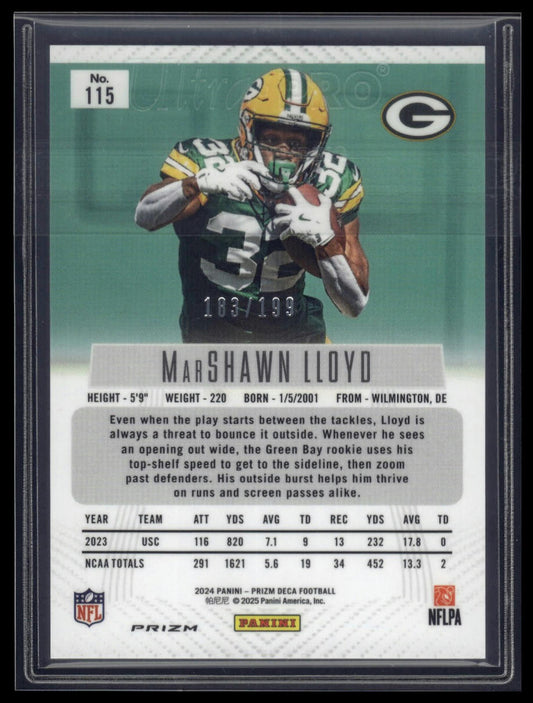 2024 Panini Prizm Deca #115 MarShawn Lloyd Red Prizms #/199