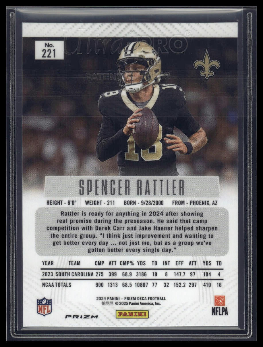 2024 Panini Prizm Deca #221 Spencer Rattler Silver Prizms