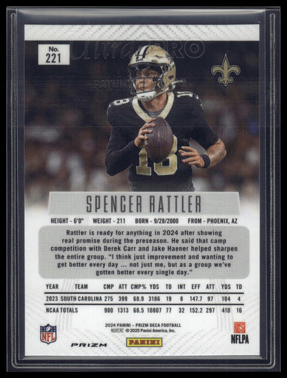 2024 Panini Prizm Deca #221 Spencer Rattler Silver Prizms