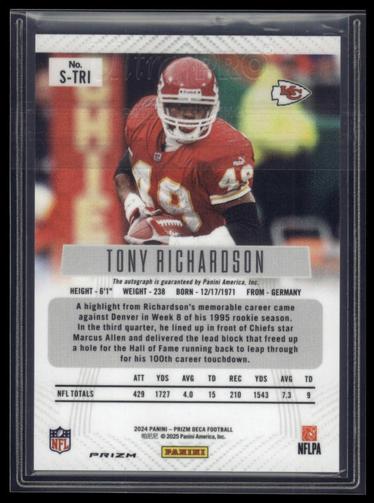 2024 Panini Prizm Deca #S-TRI Tony Richardson Signatures Silver Prizms