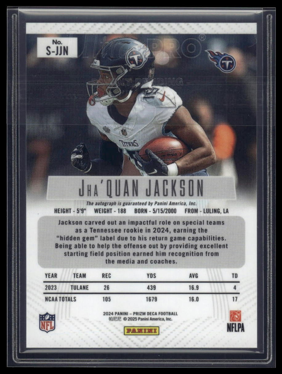2024 Panini Prizm Deca #S-JJN Jha'Quan Jackson Signatures